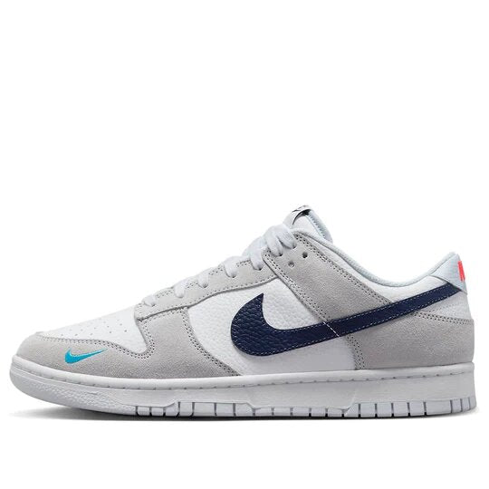 Nike Dunk Low White Gray Navy Aqua Mini Swoosh