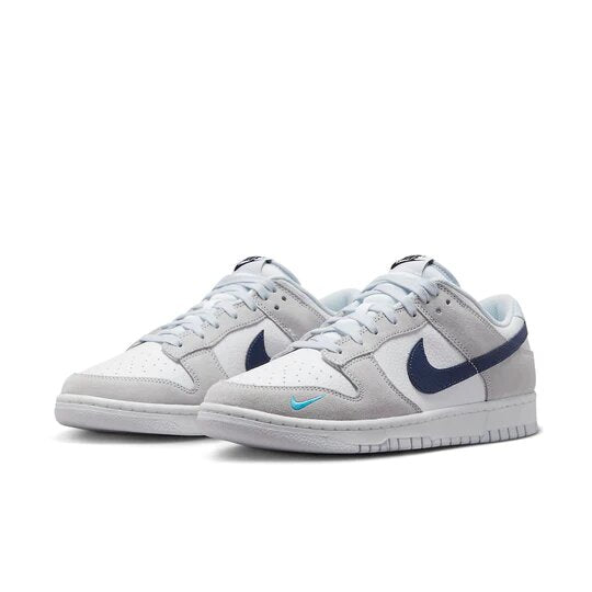 Nike Dunk Low White Gray Navy Aqua Mini Swoosh