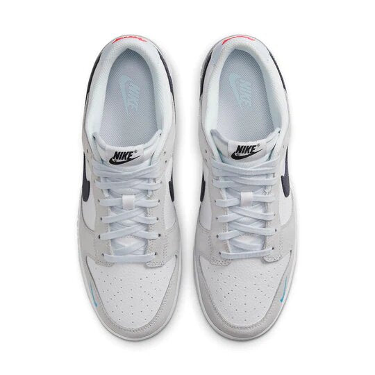 Nike Dunk Low White Gray Navy Aqua Mini Swoosh